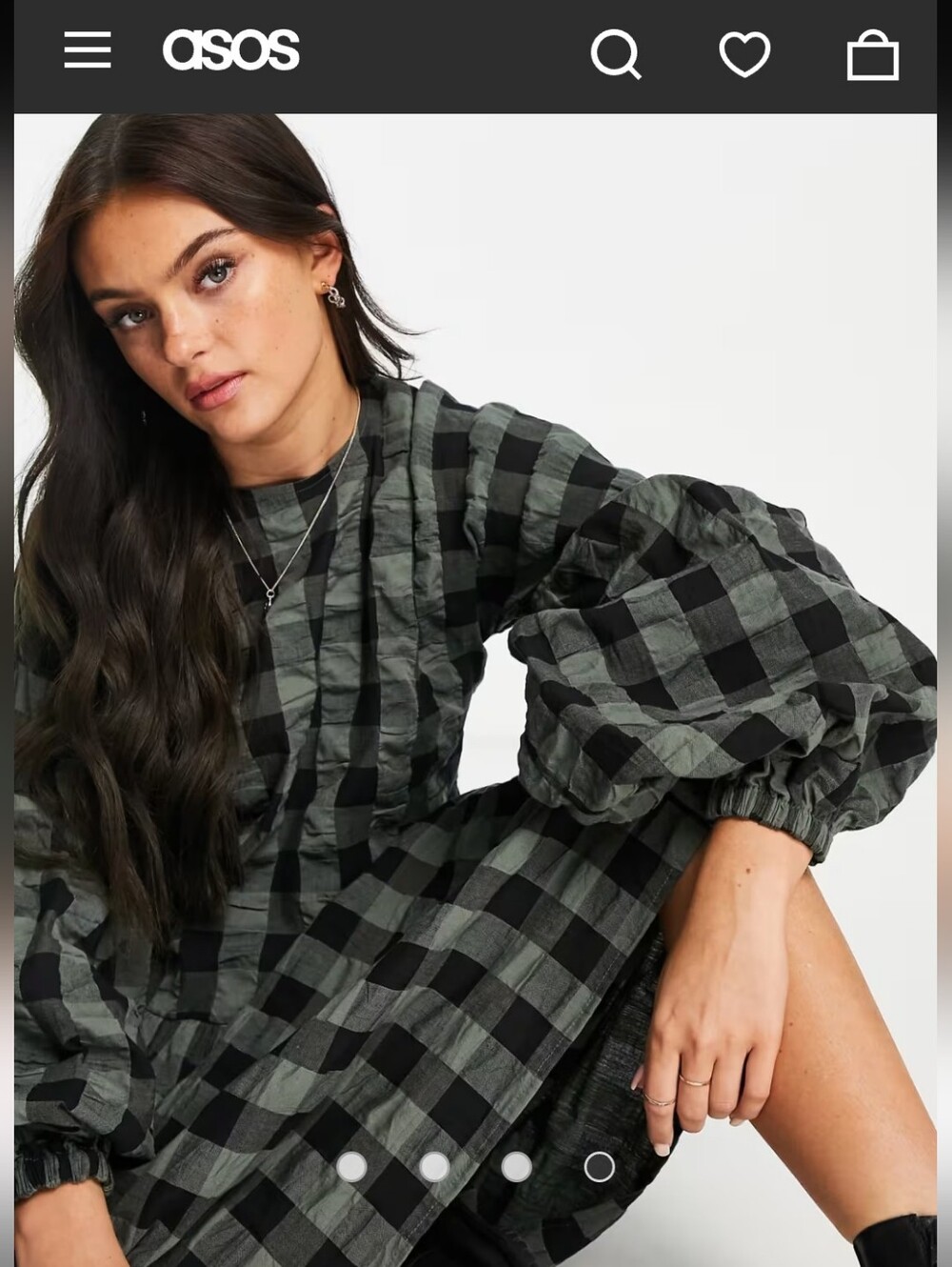ASOS Design Olive Green Gingham Dress